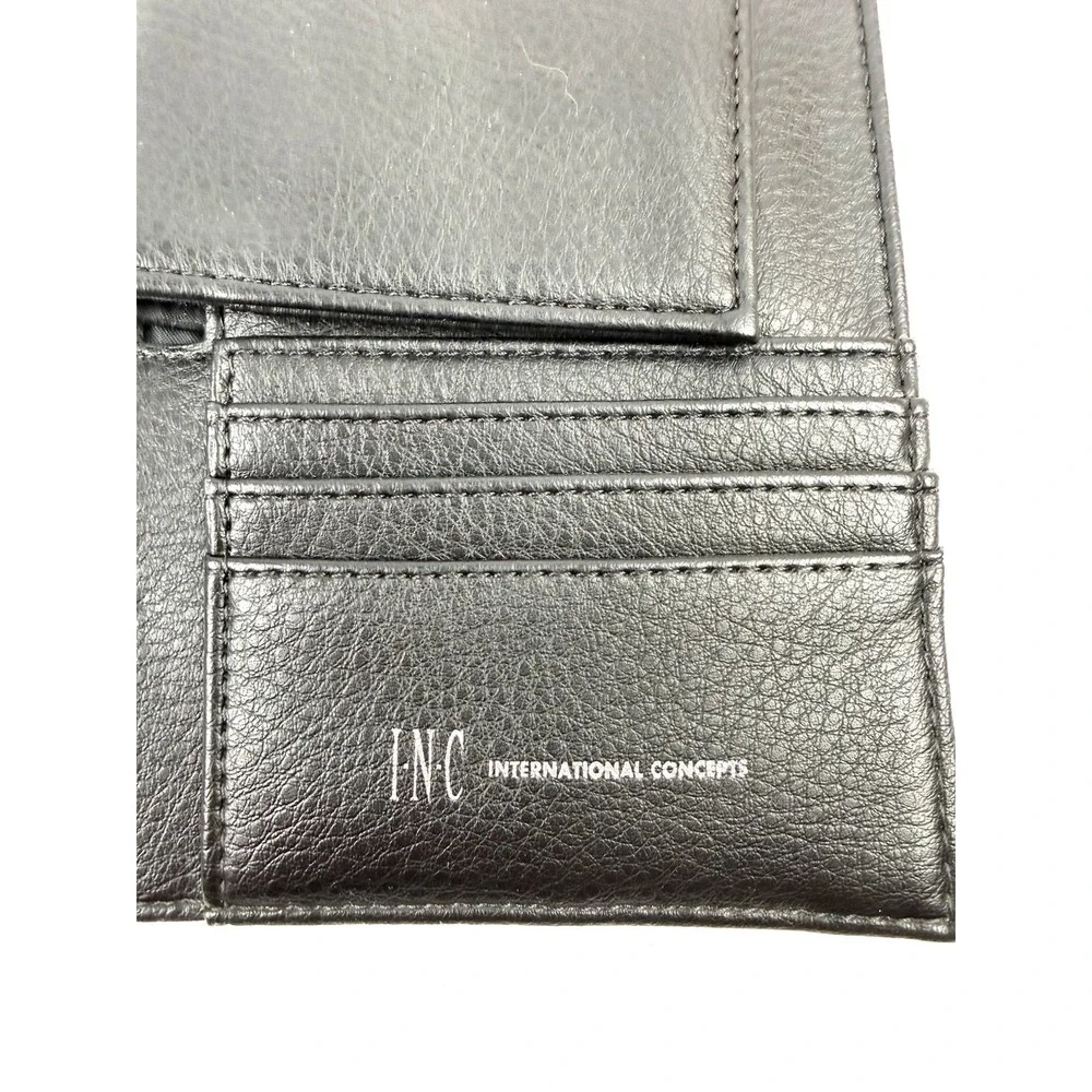 International Concepts 3 In 1 Wallet Black Faux Leather Passport Travel NEW